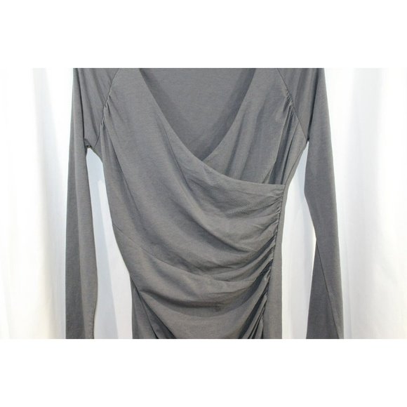 Garnet Hill Womens Grey Faux Wrap Long Sleeve Top XS - Picture 3 of 6